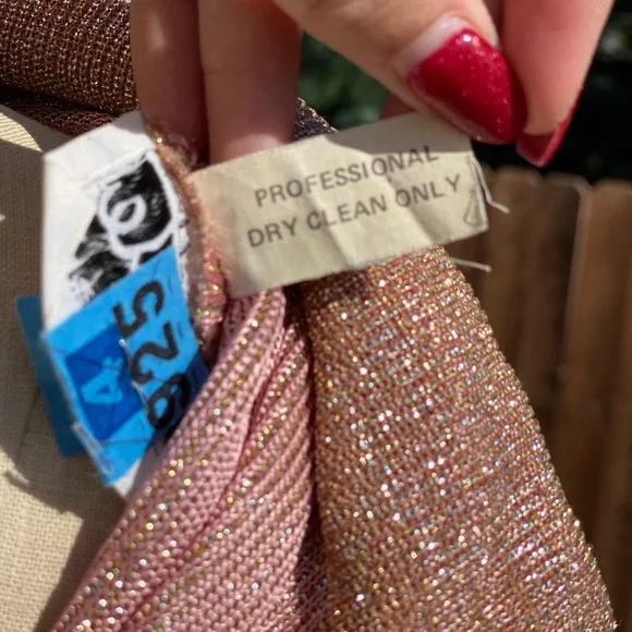 Vintage designer shiny sparkly rose gold tinted beige long knit so cute - Picture 6 of 7